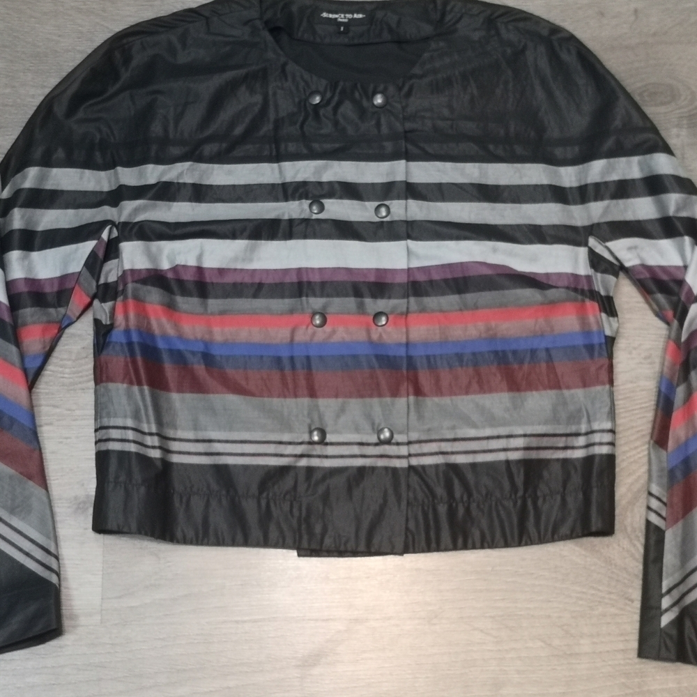 Y2K vintage chevron striped Surface to Air cropped cotton satin jacket